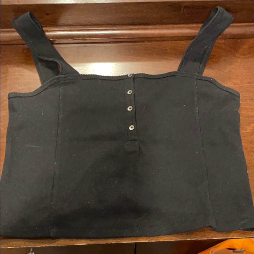 Black button up tank top
